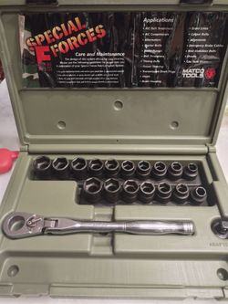 Matco Tools Special Forces Ratchet Socket Set 10 to19mm and 3/8" to 3/4" sockets.