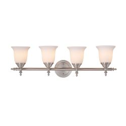Olgelthorpe 29.8 in. 4-Light Brushed Nickel Bathroom Vanity Light Fixture with Bell Shaped Frosted