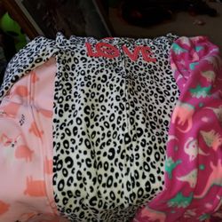 Toddler Size 4, New, 3 Pairs Of One Piece Jammies With Feet, And New  Pink Heat Bathrobe 