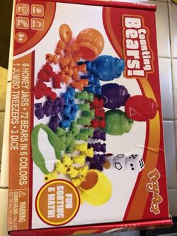 New Play Act 72 Counting Bears / Pots Great Improving Fine Motor Skills, Math Counting & Color Sorting