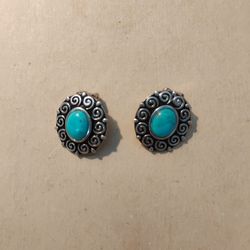 Navajo Sterling Silver Earrings Signed NK