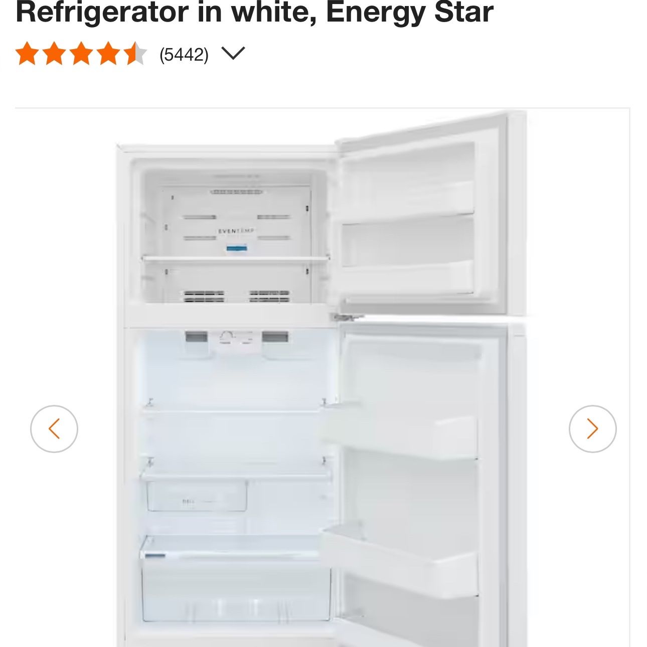 Refrigerator White, 13.9 cu. ft., Top Freezer