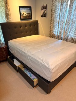 Queen size bed, and headboard/bed frame