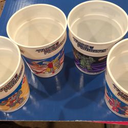 1986 Rare Transformers 4 Plastic Cups( Ultra Magnus Superion Devastator Omega Supreme 