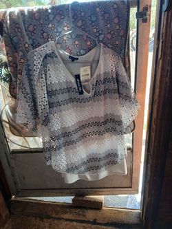 New gray & white blouse ... never worn
