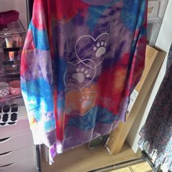 LuLaRoe Tie Dye Sweatshirt Vibrant Tie Dye Hoodie Paw Print