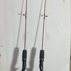 Two Zebco micro fishing poles, 28 inch… And 30 inch used ready to fish
