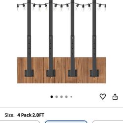4 Pack 2.8FT String Light Poles, Light Poles for Outside Lights, Outdoor Brackets Hanging Lights, Metal Stand for Deck Patio,Backyard,Wedding, Deck,Pa