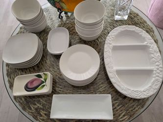 Plates, bowls, serving dishes, wine glasses, pots, and rice cookers. Starting at $1