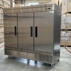 NSF Reach In Three Door Refrigerator SS interior D83R