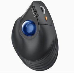 ProtoArc Vertical Wireless Trackball Mouse, EM05 NL Bluetooth Ergonomic Rollerball Mouse Rechargeable Computer Laptop Thumb Mice, 3 Device Connection,