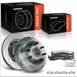 A-Premium Complete Drilled and Slotted Brake Rotor and Pad Kit for 1(contact info removed) Dodge 2500 or 3500 Van