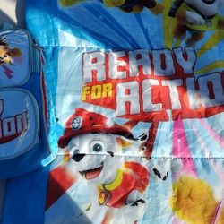 Paw Patrol Sleeping Bag with back pack to carry it in