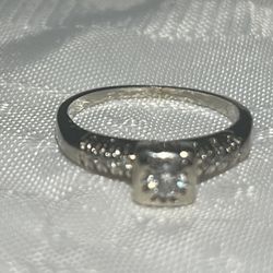 14K White Gold Platinum Diamond Engagement Ring 
