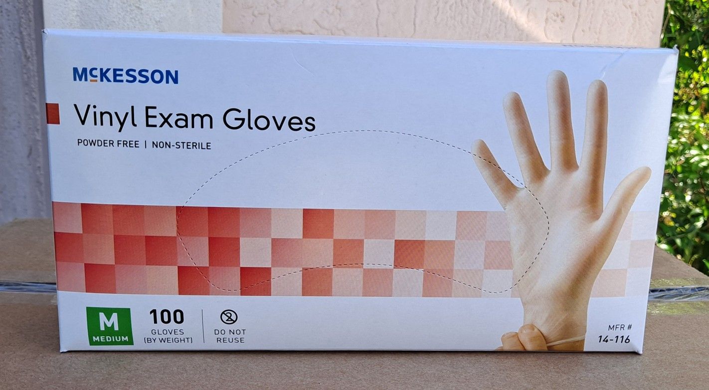 New Box McKesson Disposable Vinyl Gloves Size Medium M Med