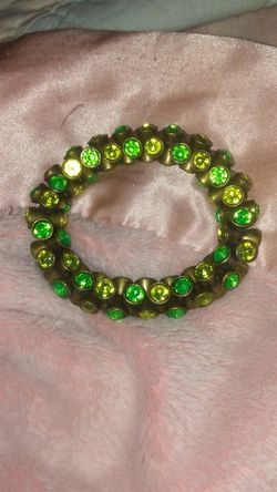 Faux Emerald And Peridot Rollover Bracelet