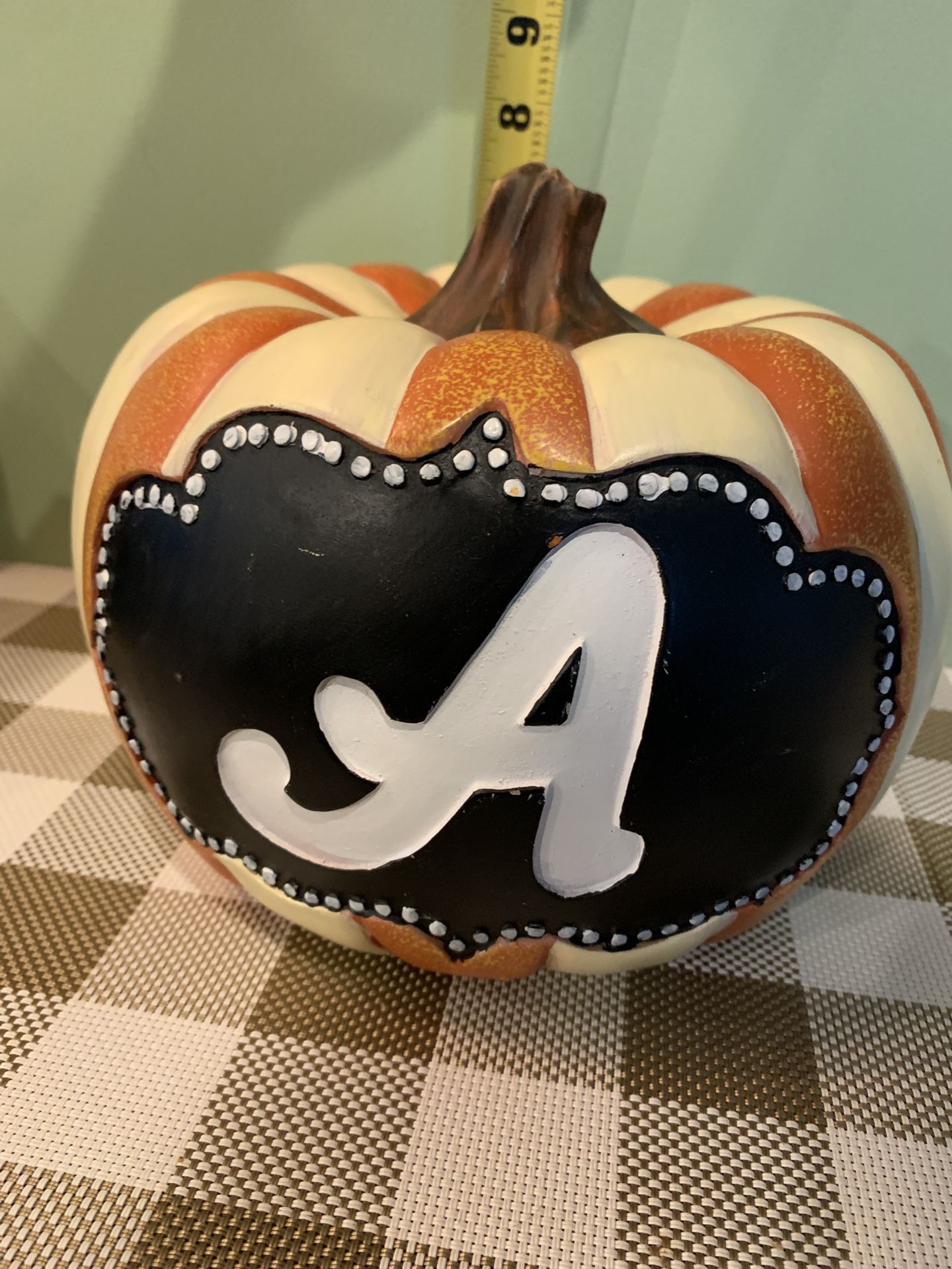 New Large Pumpkin W/ Letter A Carved Into It, Multiple colors, Realistic Details, Heavy Weight, Weatherproof 