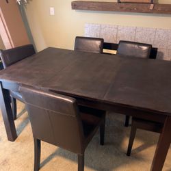 Pottery Barn Extension Dining Table and crate and barrell five chairs 