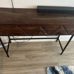 Modern Solid Wood & Metal Console / TV Stand – Excellent Condition