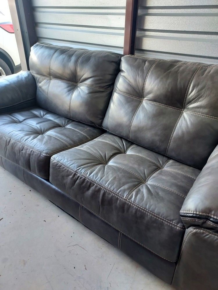 Charcoal Gray Leather Couch