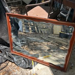 ANTIQUE MIRROR SOLID WOOD READY TO HANG 