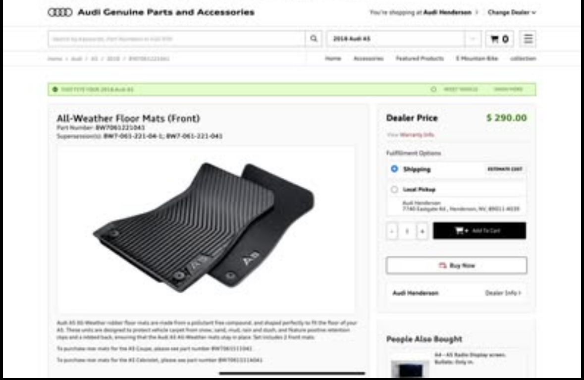 Genuine Audi A5 Sportback All Weather Floormats