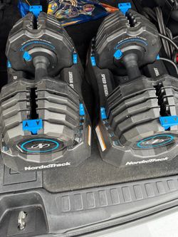 NordicTrack Speed Weight 55 lb Adjustable Dumbbells Pair 12.5-55 lbs with Trays