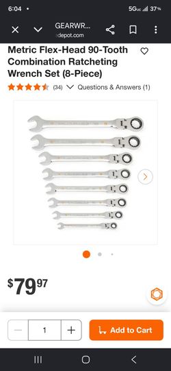 Metric Flex-Head 90-Tooth Combination Ratcheting Wrench Set (8-Piece)