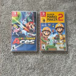 Nintendo Switch Games – Mario Tennis Aces & Super Mario Maker 2 (Great Condition)
