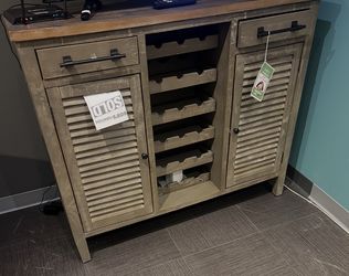 SHUTTER GRAY WINE STRG CABINET