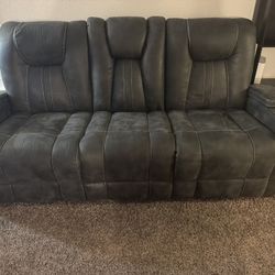 Luxury Grey Reclining Sofa Set