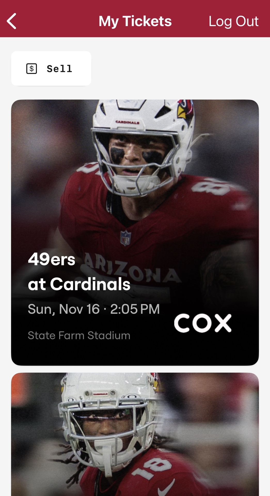 49ers at Cardinals ((2 LOWER LVL TIX))