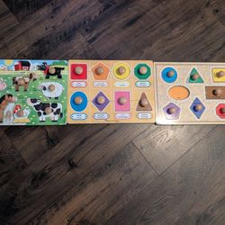 Melissa & Doug Farm Animals And ShapesJumbo Knob Wooden Puzzle. 