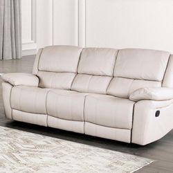 White Leather Reclining Sofa & Loveseat $1200 Add Recliner Chair Only $330