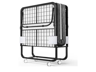 EconoHome Folding Bed with Mattress - 75x31 Cot Size Frame - Portable Rollaway Guest Bed with 5-inch Memory Foam Mattress - Space-Saving Foldable Desi