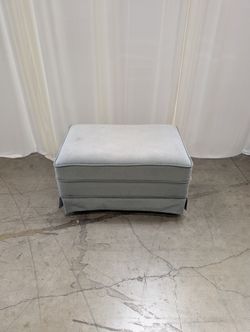 Plush Sage Green Ribbed Fabric Ottoman