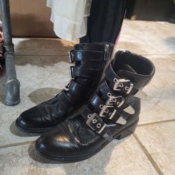 Vintage Leather Buckle Boots