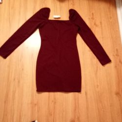 Marron Long Sleeved Bodycon Mini Dress