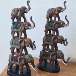 Elephant Decorative Figures - Set Of 2