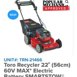Toro Recycler 22" (56cm) 60V MAX* Electric Battery SMARTSTOW Personal Pac..