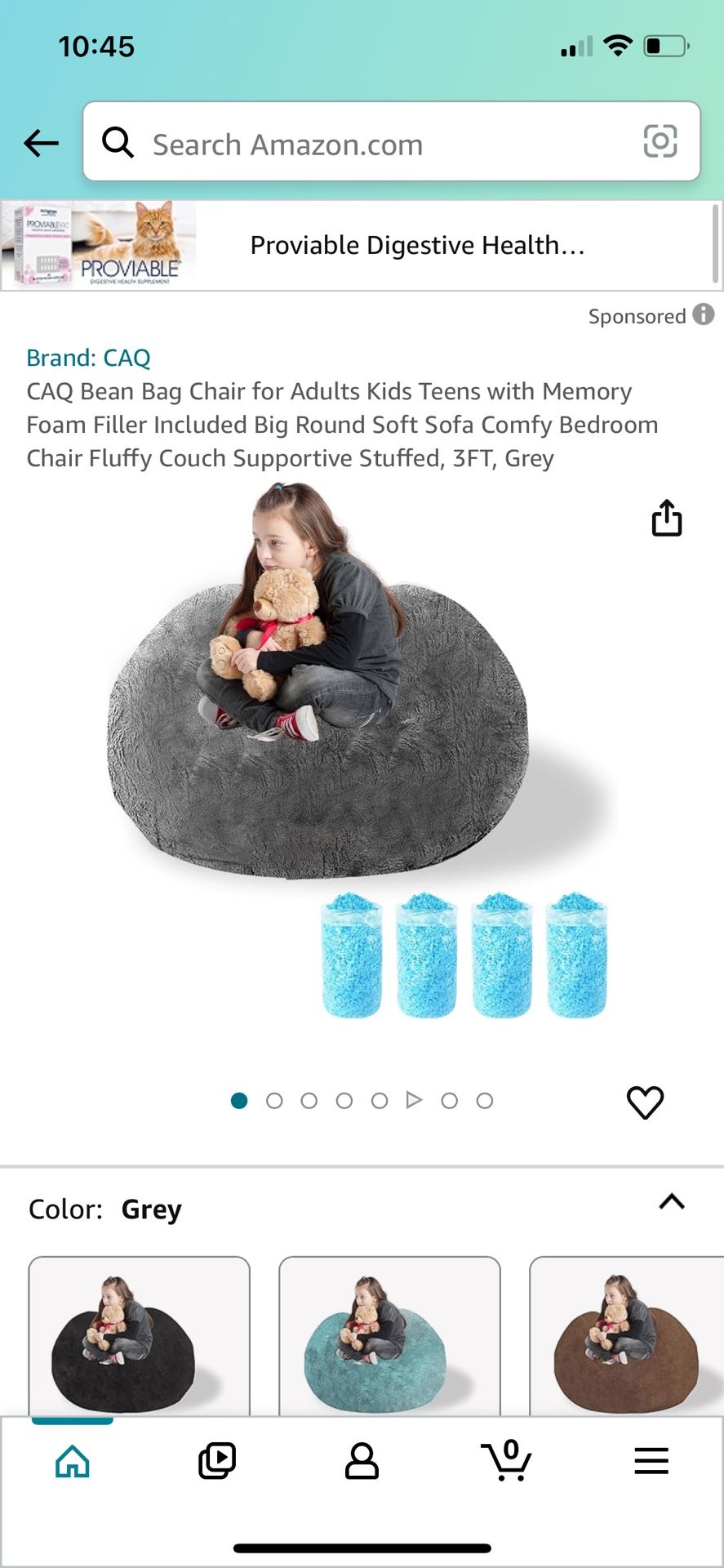 CAQ Bean Bag Chair for Adults Kids Teens with Memory Foam Filler Included Big Round Soft Sofa Comfy Bedroom Chair Fluffy Couch Supportive Stuffed, 3FT