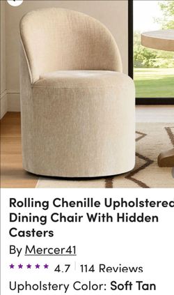 4 rolling chenille dining chairs