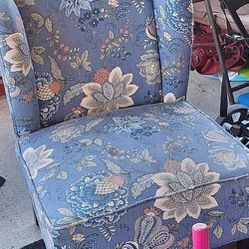 Blue Antique On Mahogney Chair