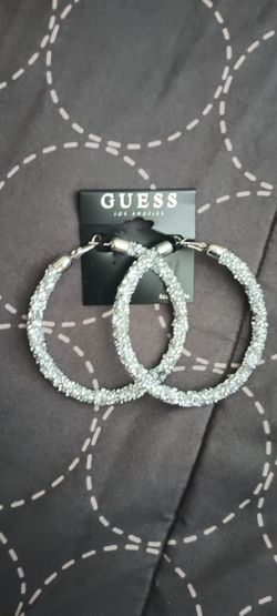 Big Chunky Silver Glitter Hoop earrings (New)