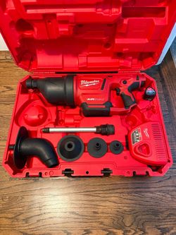 M12 12-Volt Lithium-Ion Cordless Drain Cleaning Airsnake Air Gun Kit with (1) 2.0Ah Battery, Toilet Attachments