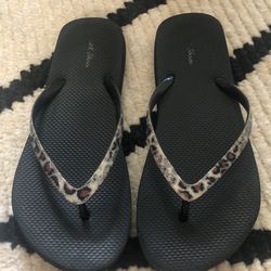 7.5 Thong Beach Pool Sandals Leopard Print 