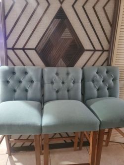 Set of 3 Turquoise High Top/Bar Top Chairs