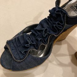 Sheikh-Denim Wedges Platform