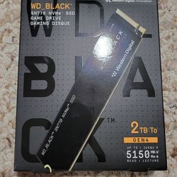 WD BLACK SN770 2 TB NVMe SSD 
Never Used, New open box for inspection.