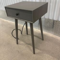 Gray Night/ side  table with charging stations . 16” wide , 14 “ depth , 25” high . $60